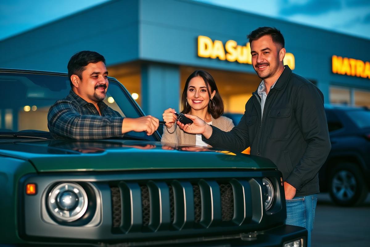 Cliente recebendo as chaves de um Jeep 0km